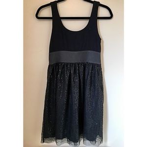 Aqua Bloomingdale's Black Sequin Tulle Dress S NWT